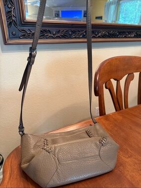 Leather Crossbody Bag in Taupe - Classic Women's Shoulder Bag
